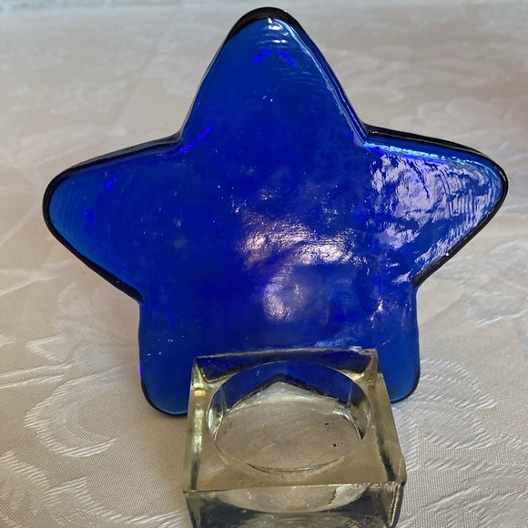 COBALT BLUE GLASS, lot of vase & 2 votive candle holders, sz in pics. $49 - Picture 3 of 13